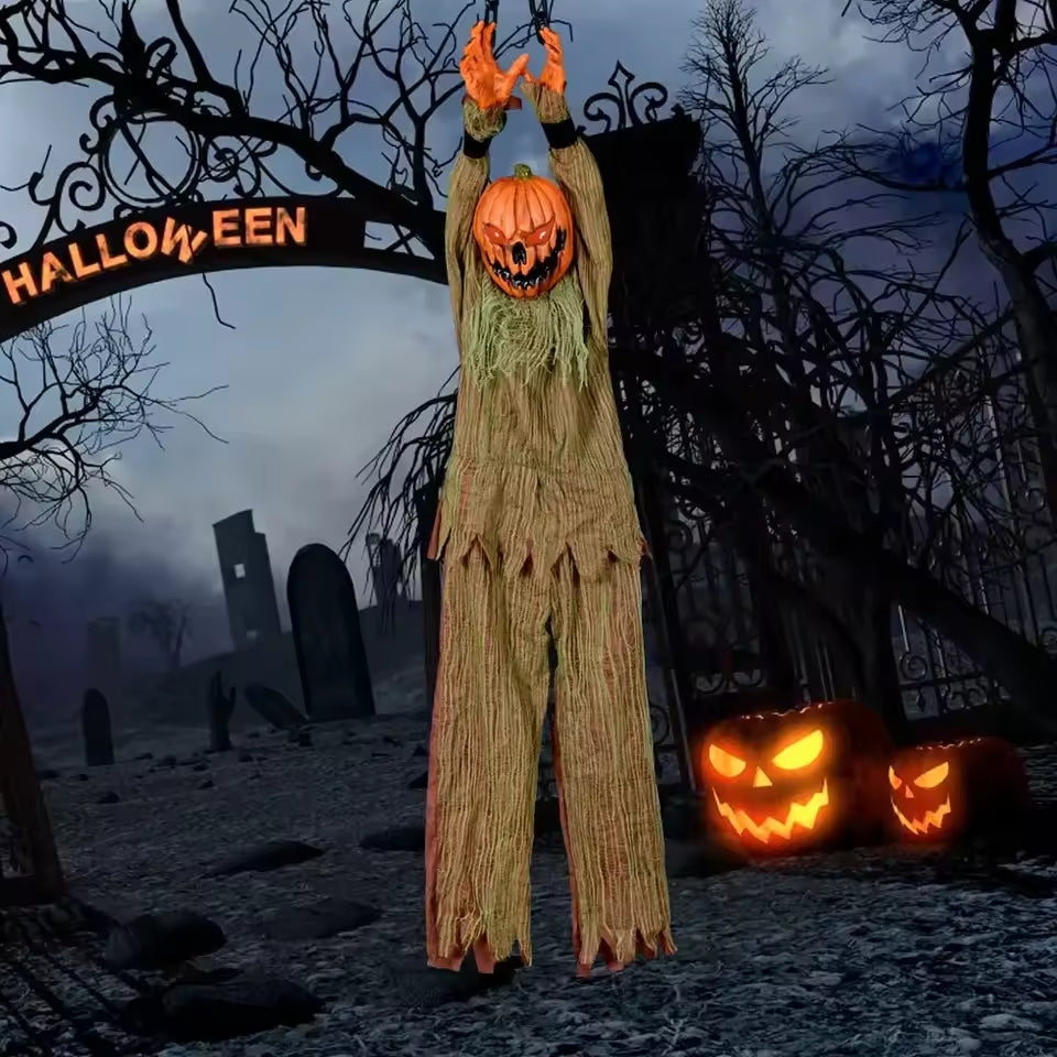Halloween Hanging Pumpkin Head – Scary Sound Decoration 1 pc