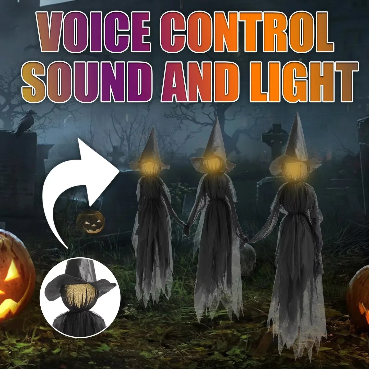 Halloween Light-Up Witches Trio