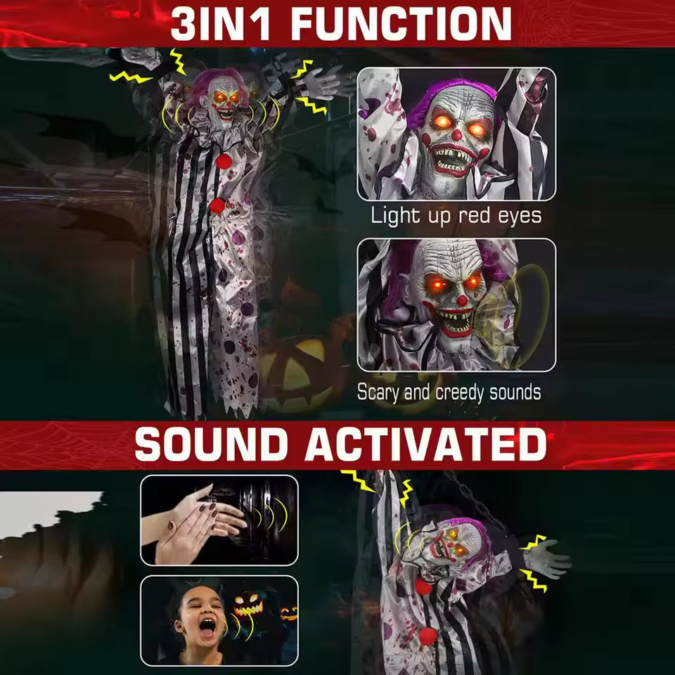 Halloween Hanging Clown Ghost with Voice Activation