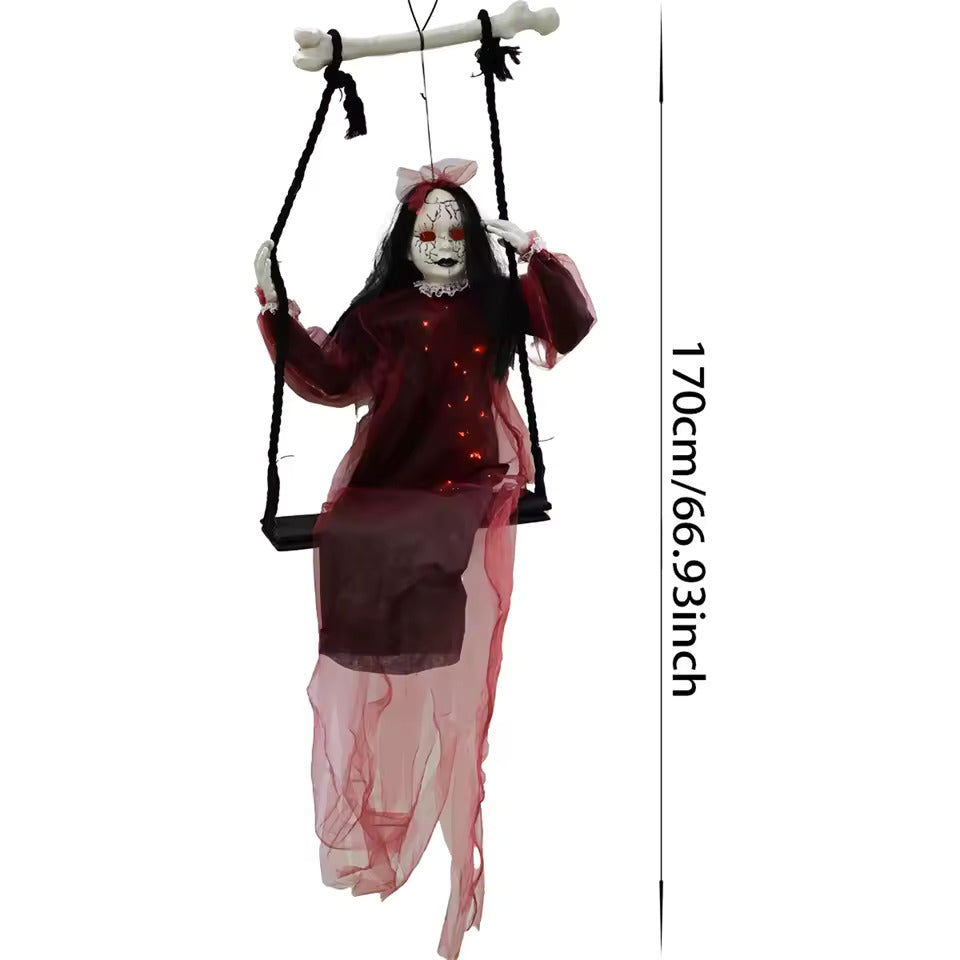 Purple Swinging Girl Ghost – Halloween Hanging Decoration Prop