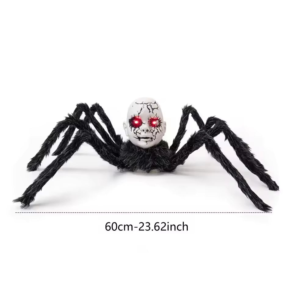 Animatronic Doll Face Spider – Motion & Sound-Activated Halloween Prop