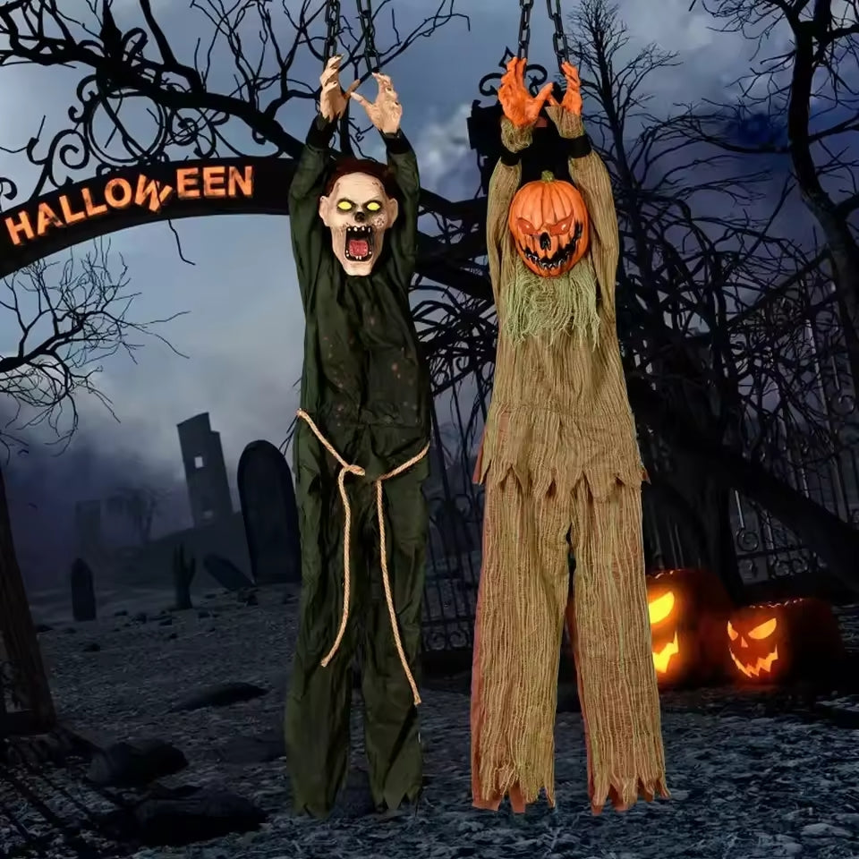 Halloween Hanging Pumpkin Head – Scary Sound Decoration 1 pc