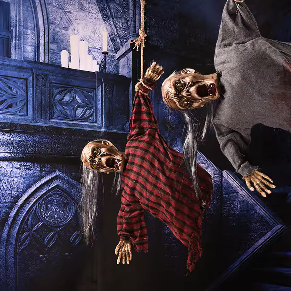 Animated Hanging Witch Ghost – LED Eyes & Sound Halloween Prop