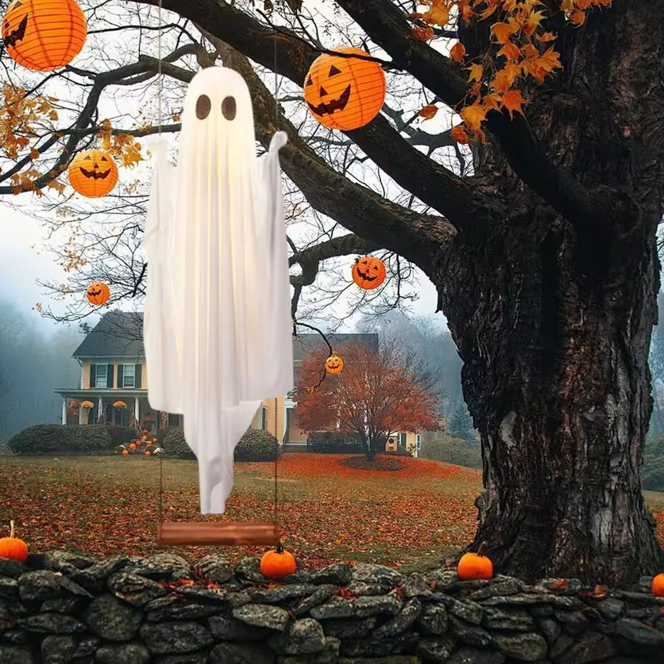 Light-Up Swinging Ghost – Outdoor Halloween Decor