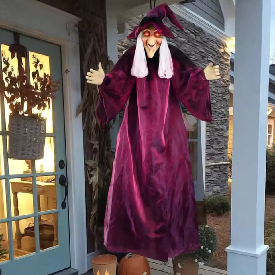 Life-Size Talking Purple Witch – Halloween Animatronic Decoration