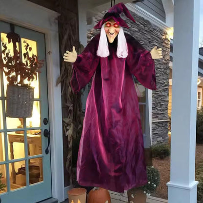 Life-Size Talking Purple Witch – Halloween Animatronic Decoration