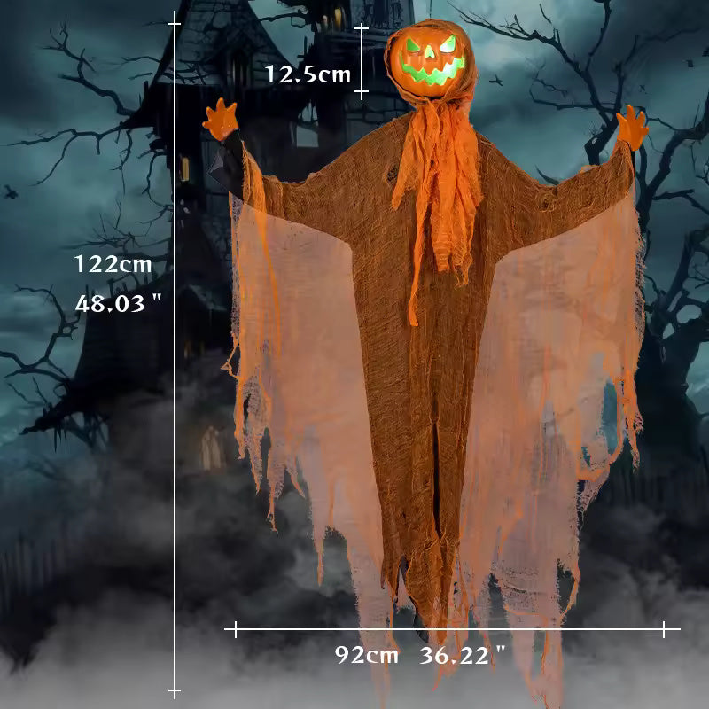 Hanging Pumpkin Head – Light-Up & Sound Halloween Decoratio