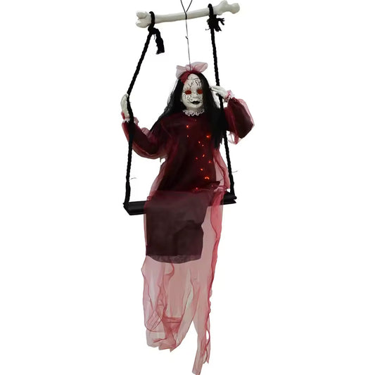 Purple Swinging Girl Ghost – Halloween Hanging Decoration Prop