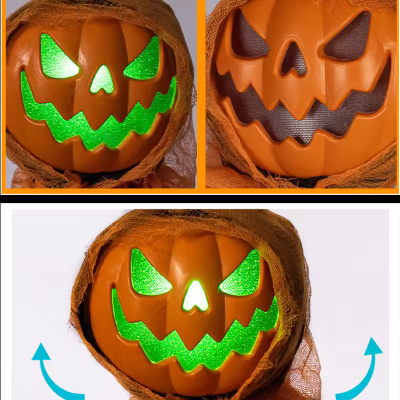 Hanging Pumpkin Head – Light-Up & Sound Halloween Decoratio