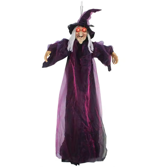Life-Size Talking Purple Witch – Halloween Animatronic Decoration