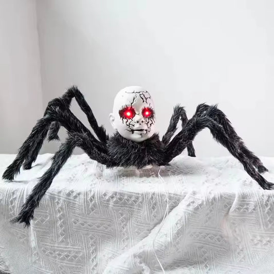Animatronic Doll Face Spider – Motion & Sound-Activated Halloween Prop