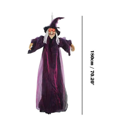 Life-Size Talking Purple Witch – Halloween Animatronic Decoration